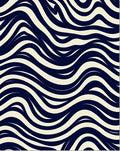 Abstract Navy Cream Wavy Stripe Design Rug