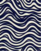 Abstract Navy Cream Wavy Stripe Design Rug