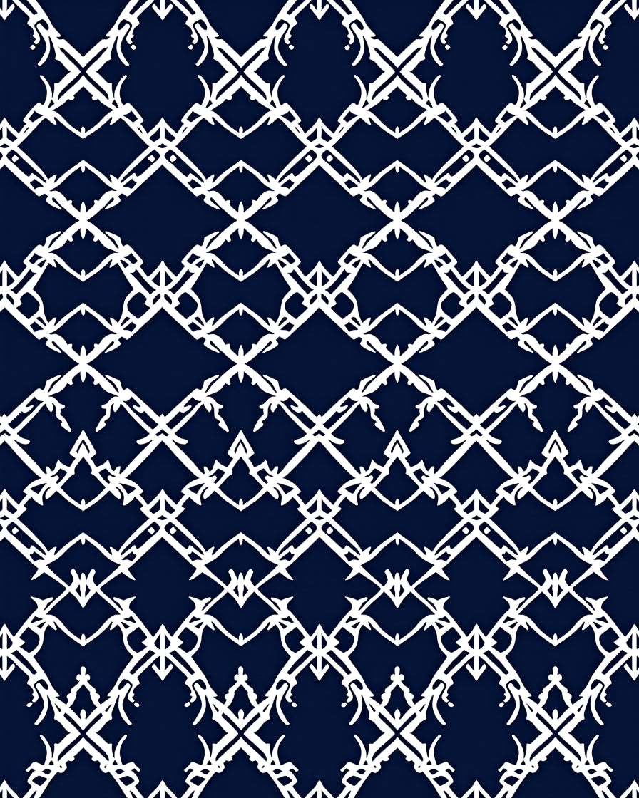 Crisp White Lattice Pattern Rug