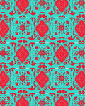 Classic Red and Teal Floral Overlay Rug