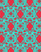 Classic Red and Teal Floral Overlay Rug