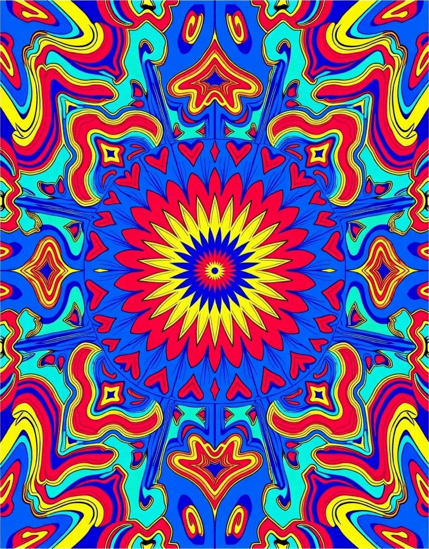 Vibrant Abstract Psychedelic Mandala Rug