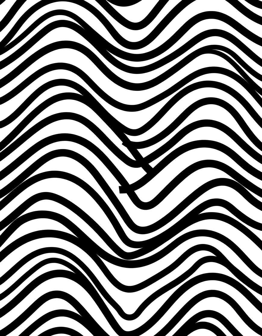 Bold Wave Patterned Monochrome Design Rug