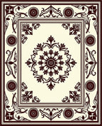 Classic Floral Medallion Dark Pattern Rug