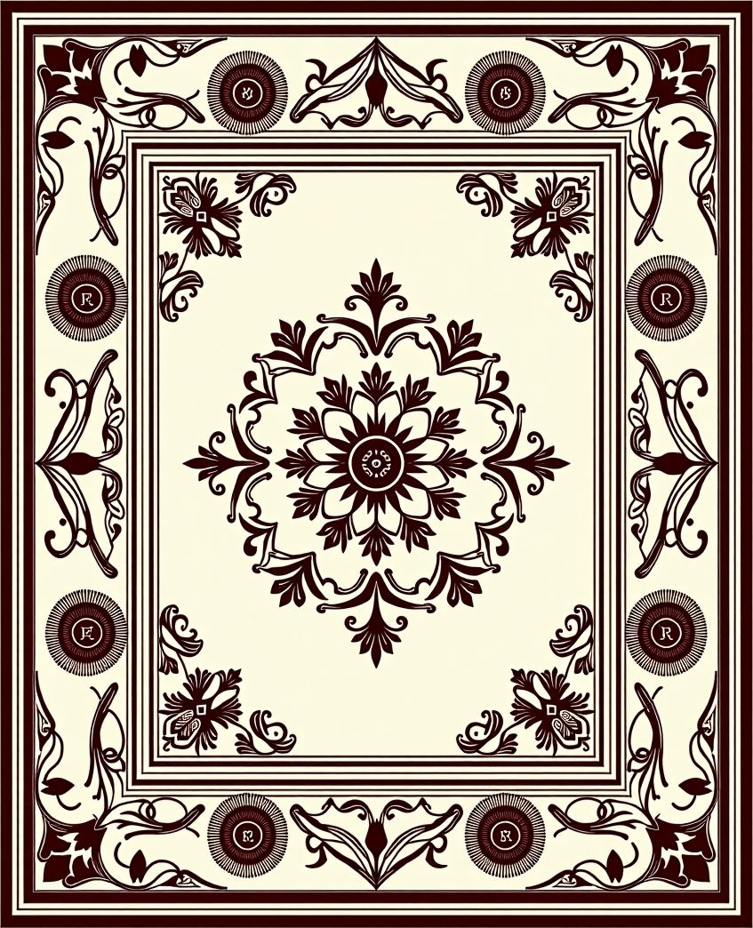 Classic Floral Medallion Dark Pattern Rug