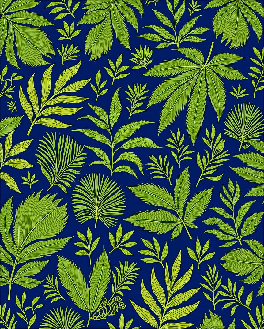Lush Green Leafy Tropical Pattern Rug