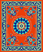 Bold Floral Medallion With Scroll Border Rug