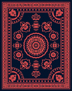 Coral Floral Mandala Pattern Rug
