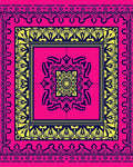 Hot Pink Yellow Symmetrical Mandala Rug
