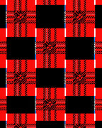 Bold Red Black Buffalo Plaid Design Rug