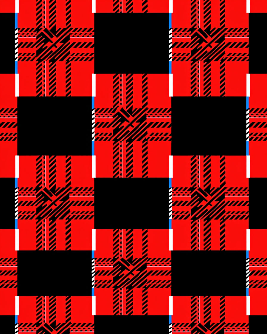 Bold Red Black Buffalo Plaid Design Rug