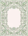 Vintage Green Swirl Floral Frame Design Rug