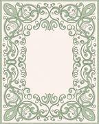 Vintage Green Swirl Floral Frame Design Rug