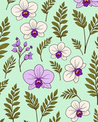 Orchid and Fern Botanical Pattern Rug