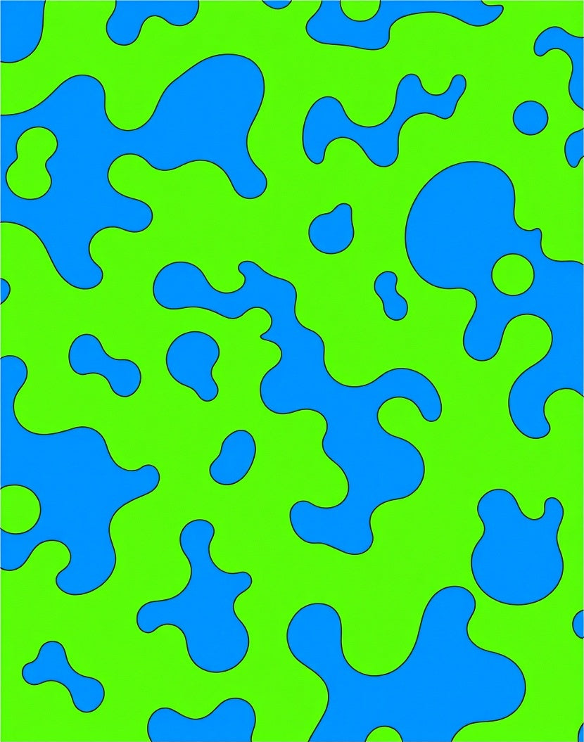 Abstract Blue Blob Green Pattern Rug
