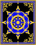 Royal Blue Golden Starburst Medallion Rug