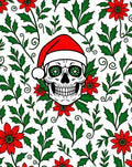 Festive Santa Skull Red Holly Rug