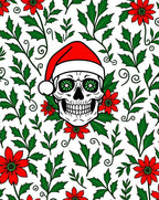 Festive Santa Skull Red Holly Rug