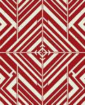 Geometric Red Cream Stripped Design Rug