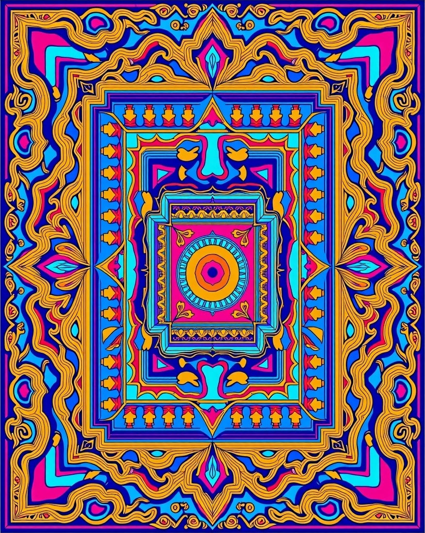 Vibrant Abstract Wavy Geometric Design Rug
