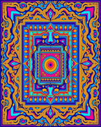 Vibrant Abstract Wavy Geometric Design Rug
