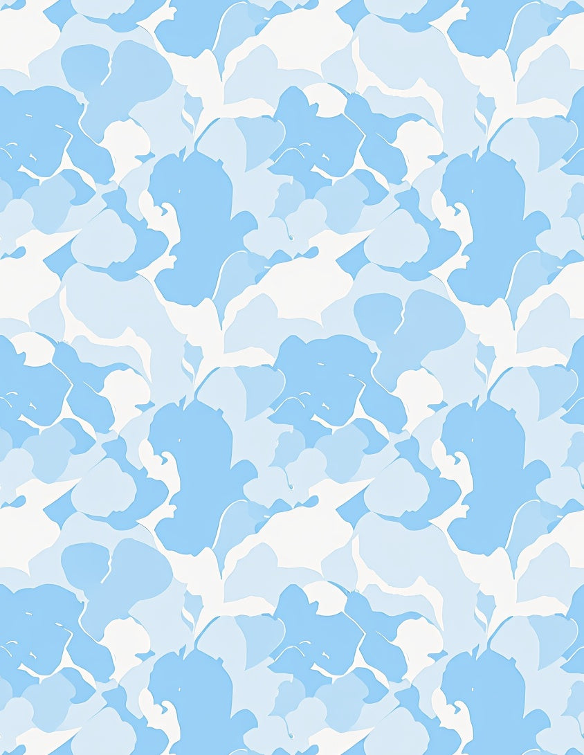 Abstract Blue Cloud Patterned Art Rug