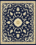 Ornate Floral Navy Cream Rug