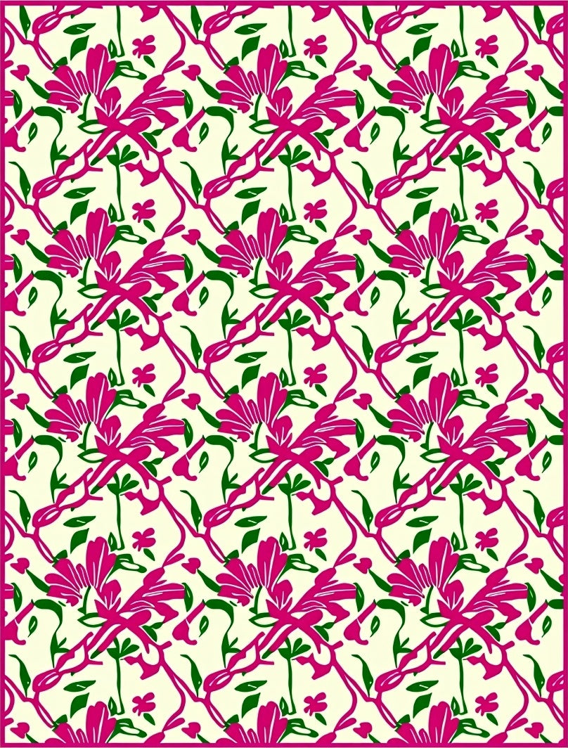 Vibrant Orchid Vine Pattern Rug
