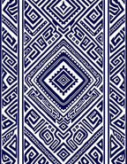 Classic Blue White Geometric Pattern Rug