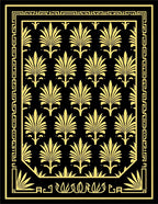 Art Deco Golden Floral Pattern Rug