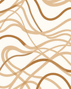 Abstract Wavy Lines Natural Palette Rug