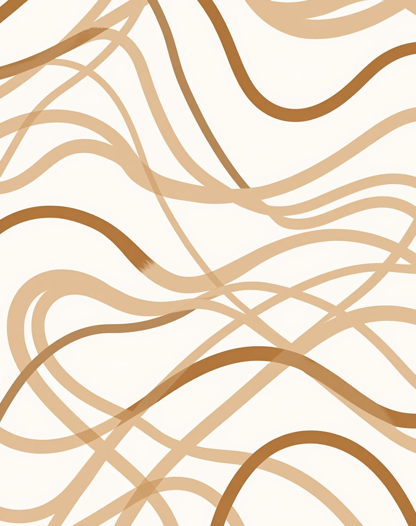 Abstract Wavy Lines Natural Palette Rug