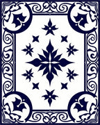 Classic Navy Floral Medallion Pattern Rug