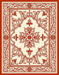 Classic Red Cream Floral Motif Rug