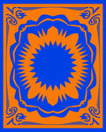 Bold Orange And Blue Sunburst Design Rug
