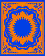Bold Orange And Blue Sunburst Design Rug