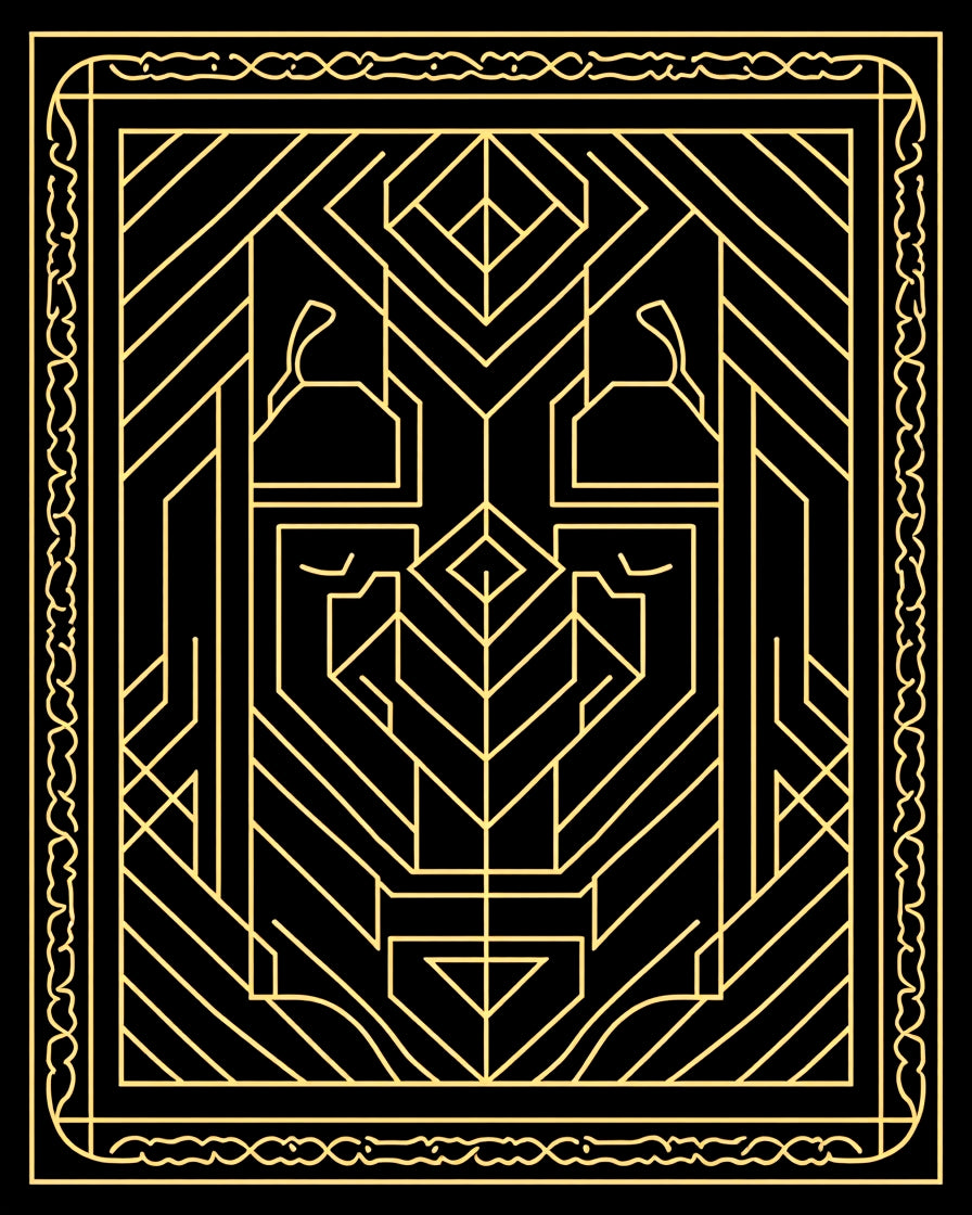 Geometric Emblem Gold Art Rug
