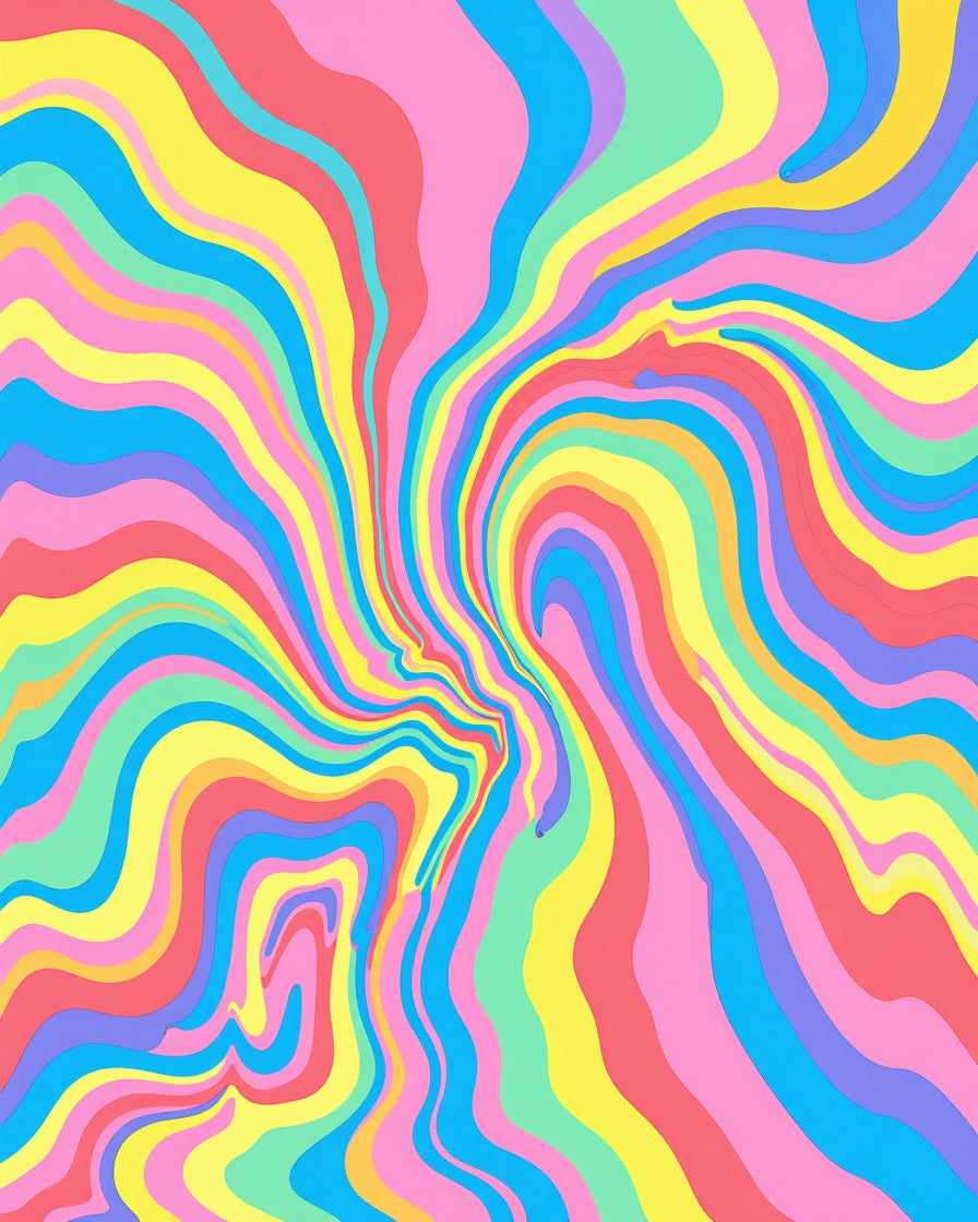 Psychedelic Swirl Rainbow Pattern Rug