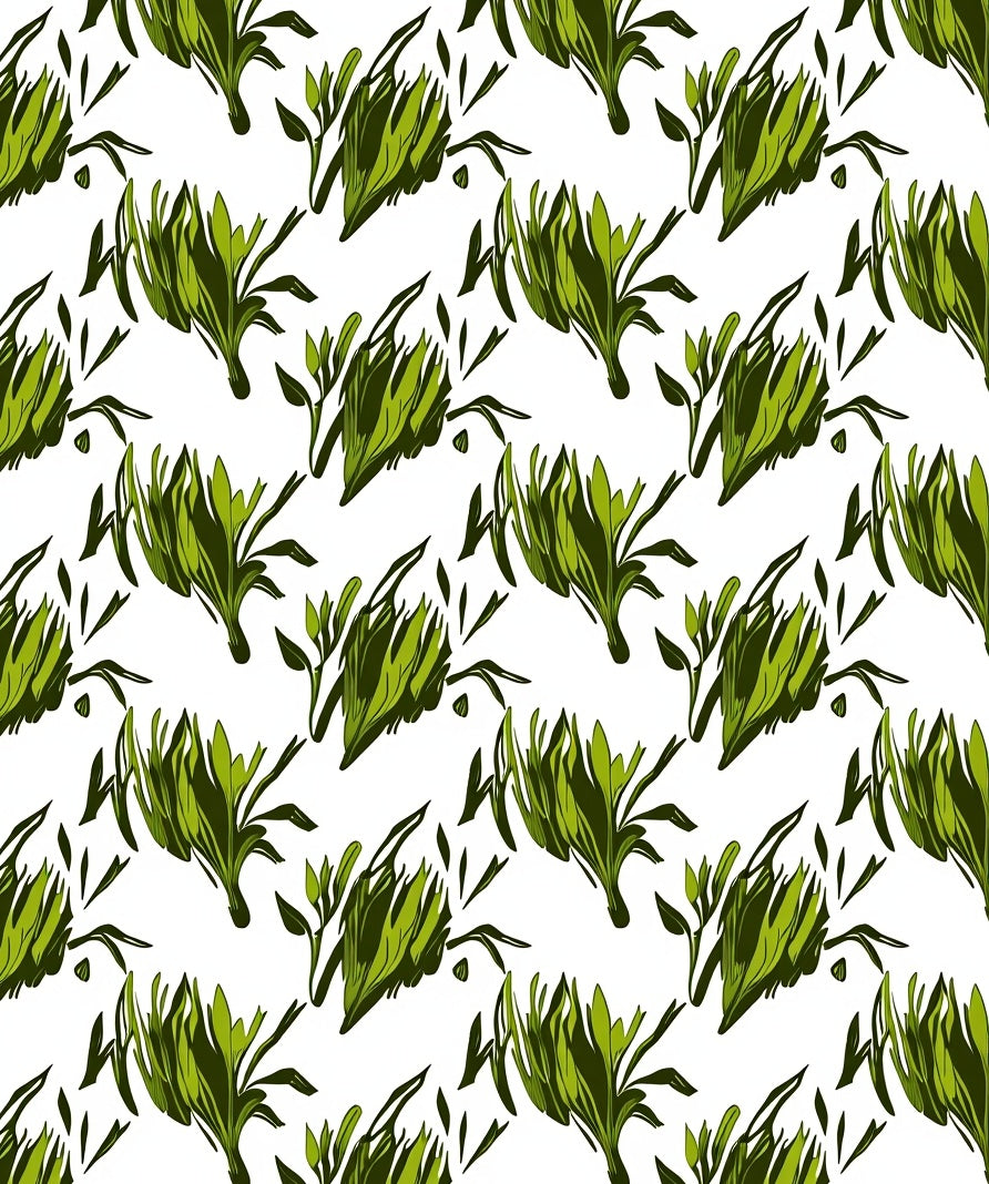 Abstract Green Leaf Botanical Pattern Rug