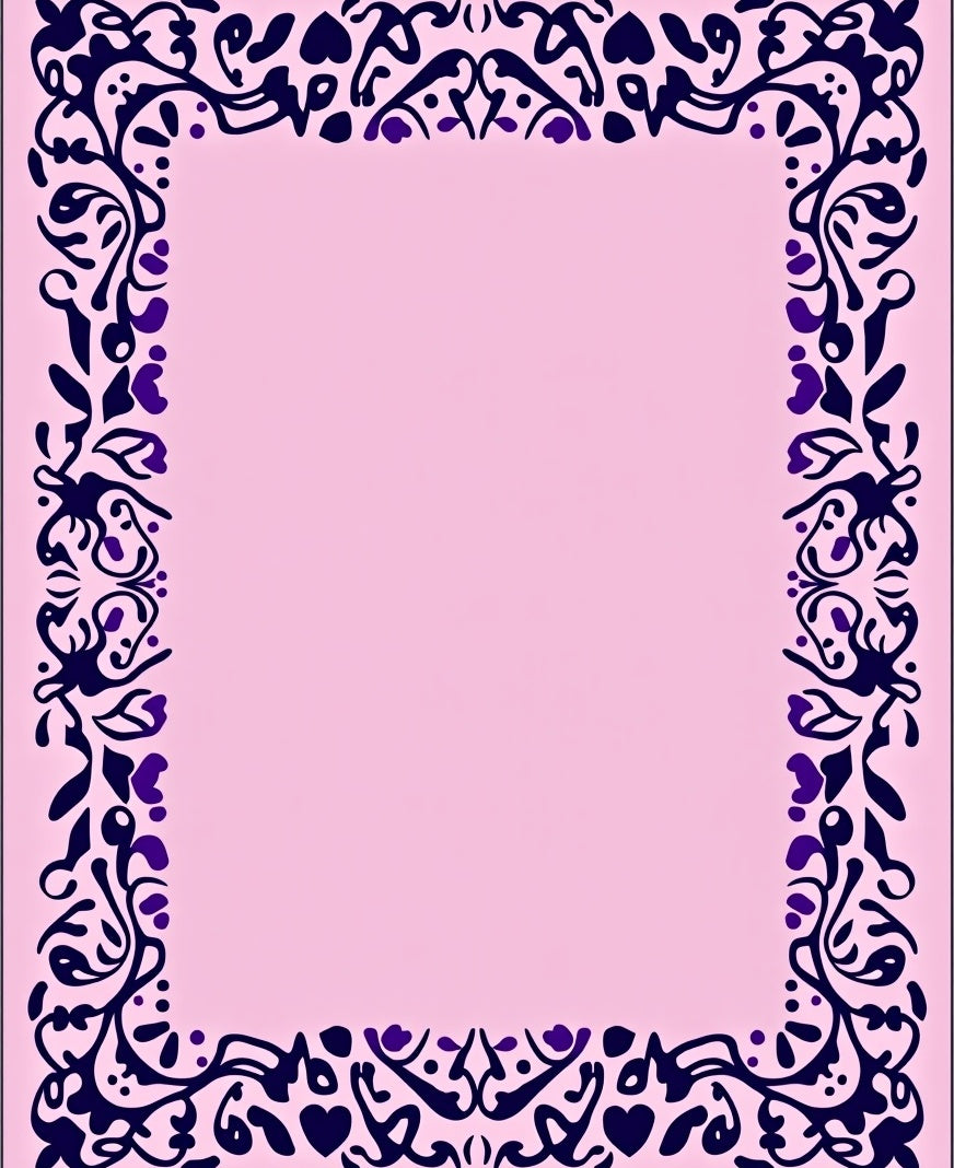 Dark Blue Floral Vine Pink Border Rug