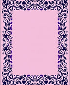 Dark Blue Floral Vine Pink Border Rug