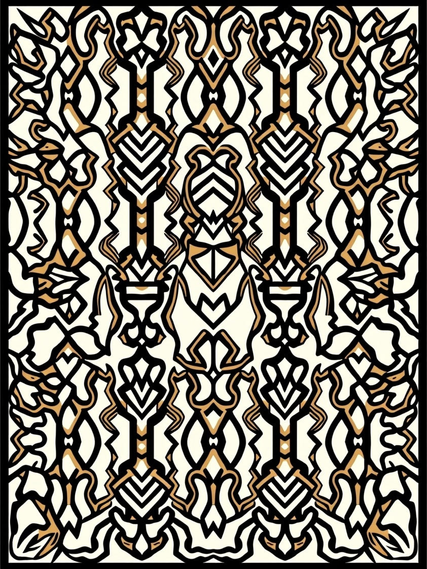 Classic Black Gold Abstract Pattern Rug