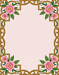 Ornate Pink Floral Gold Border Rug