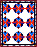 Bold Geometric Red Blue Diamond Pattern Rug