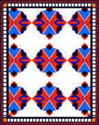 Bold Geometric Red Blue Diamond Pattern Rug
