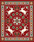 Reindeer And Floral Medallion Pattern Rug