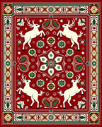 Reindeer And Floral Medallion Pattern Rug