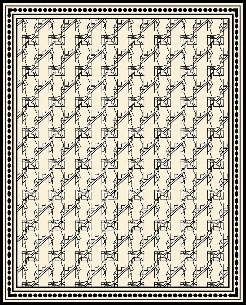 Art Deco Line Art Geometric Pattern Rug
