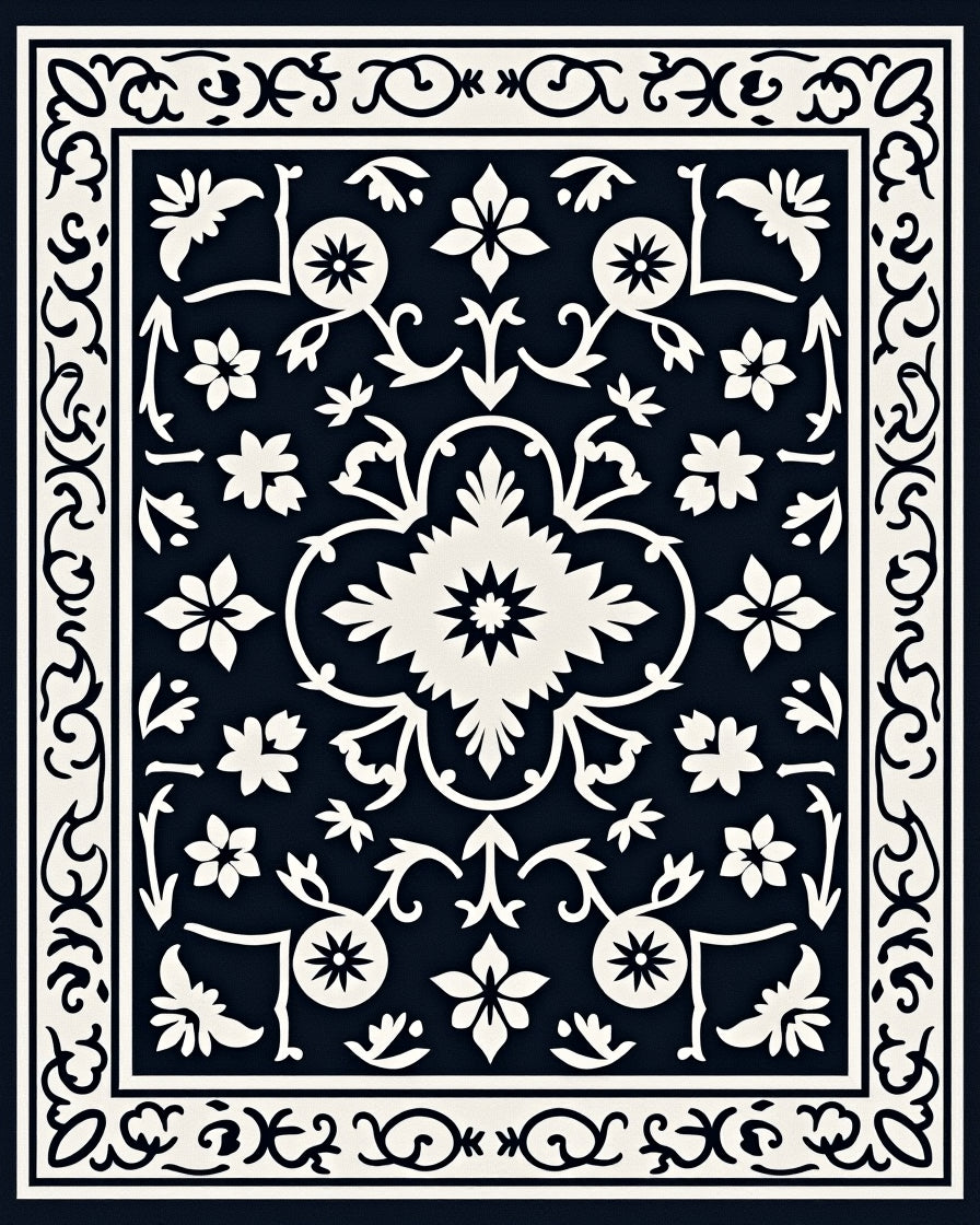 Classic Floral Vine Patterned Rug