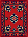 Red Floral Vine Traditional Rug